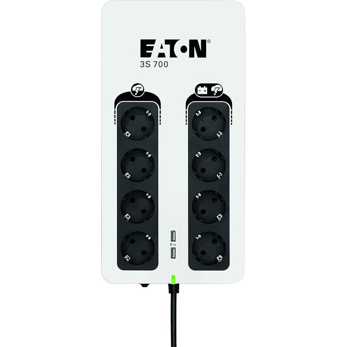 USV Eaton 3S Mini 36W для роутерів, камер та Smart Home (700VA/DIN) - Білий/Чорний