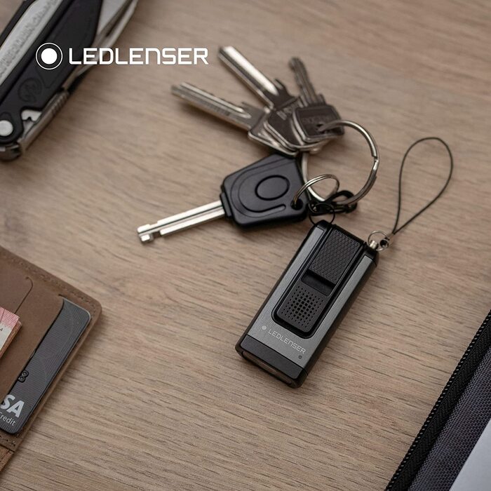 Ліхтарик Ledlenser K6R Safety 400 лм із сиреною, USB, сірий — компактний брелок-ліхтарик, акумуляторний, з тривожним сигналом