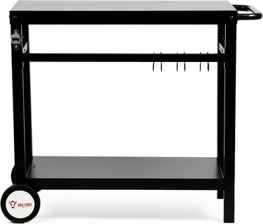 Столик для гриля BBQ-Toro (85x50x81 см), металевий сервірувальний візок для барбекю з великою робочою поверхнею, чорний