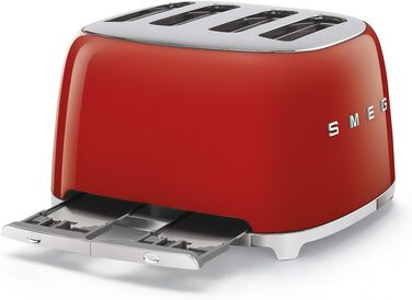 Тостер Smeg TSF03WHEU 4 відділення, червоний: тостування, розморожування, підігрів, 6 рівнів, 2000 Вт