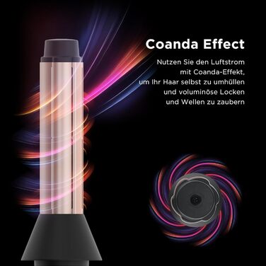 Фен PARWIN PRO BEAUTY Air-Sonic з HD-LED дисплеєм, безщітковий мотор 110000 об/хв, 2 автоматичні насадки для завивки 32 мм, потужний повітряний потік 25 м/с, швидка сушка, синій