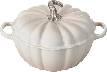Кокотниця Le Creuset Figurale Kürbis, емальована чавунна, 4 л, білий колір з мідним ручками (Cocotte, Baiser)