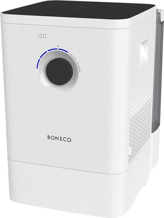 Зволожувач повітря BONECO W400 знімний бак 12 л, для кімнат до 60 м², дуже тихий 25 дБ, режими SLEEP і BABY, керування через додаток, мийка повітря, білий