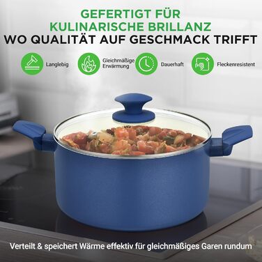 Набір посуду NutriChef 54 елементи: сковороди, каструлі, кухонні аксесуари, ножі, форми для випічки, для приготування здорової їжі (синій)