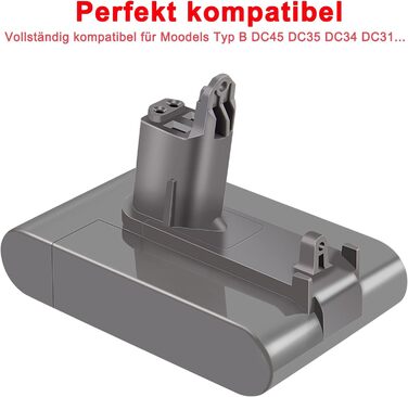Акумулятор KUNLUN DC45 для пилососів Dyson DC31/DC34/DC45/DC35/DC56/DC57 (тип B) з фільтром