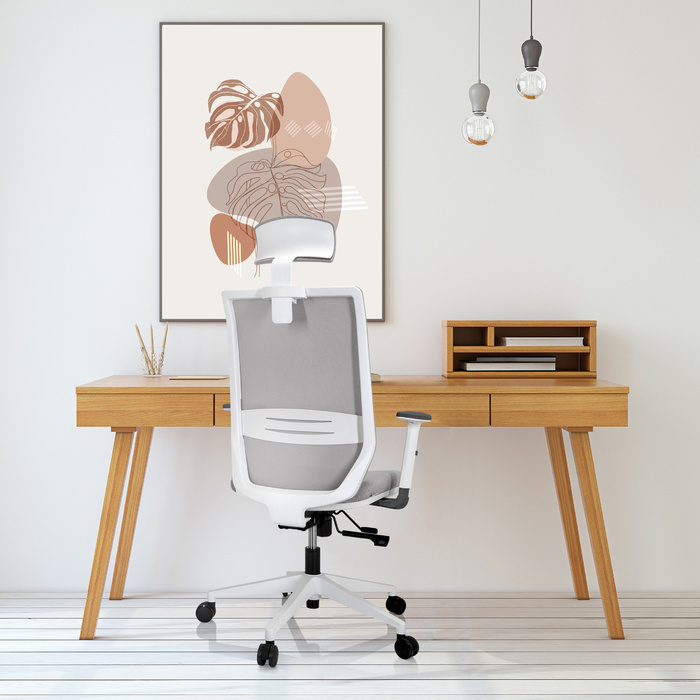 Офісне крісло / поворотне крісло PROFONDO PRO W сітка / тканина сіра hjh OFFICE