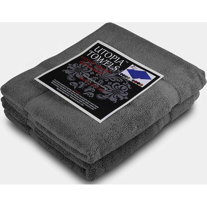 Бавовняний килимок для ванної Utopia Towels, 2 шт, 53x86 см, сірий, махровий, праний