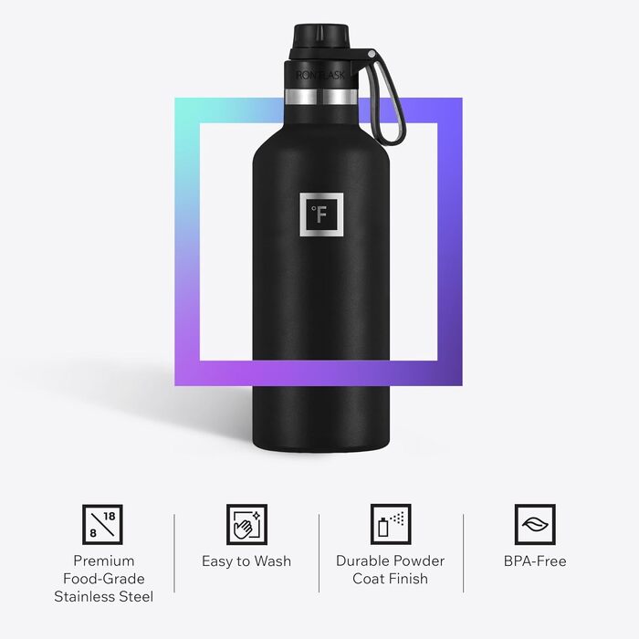 Термос-пляшка IRON °FLASK Edelstahl 950 мл з 3 кришками - Непротікаюча, подвійні стінки, ізольована, BPA-free для спорту, школи, фітнесу, кемпінгу (з носиком, небесно-блакитна)