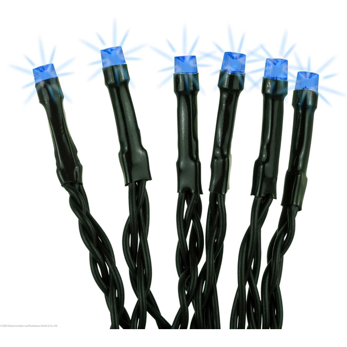Вулична гірлянда hellum 80 LED, 7,9 м, синя, з таймером, електрична, зелений кабель, яскравість до 59 люменів