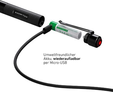 Ліхтарик Ledlenser P2R Core Mini LED, 120 люмен, акумуляторний, фокусування, 3 режими, 65 м, USB-зарядка, кліпса