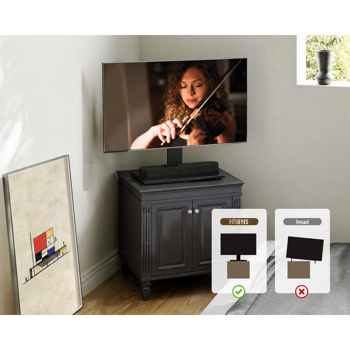 Підставка для телевізора FITUEYES 27-55'' LCD LED OLED Plasma, регульована висота, VESA 400x400 мм, до 40 кг, для плоских і вигнутих екранів