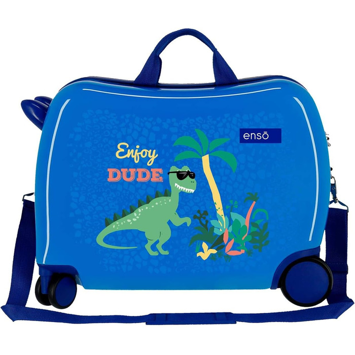 Дитяча валіза Enso Dino, синя, 50x39x20 см, жорсткий ABS, кодовий замок, 34 л, 2,1 кг, 4 колеса, ручна поклажа