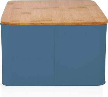 Хлібниця Lumaland Cuisine металева з бамбуковою кришкою 30,5x23,5x14 см, 2в1 контейнер для хліба та дошка для нарізання, світло-сіра