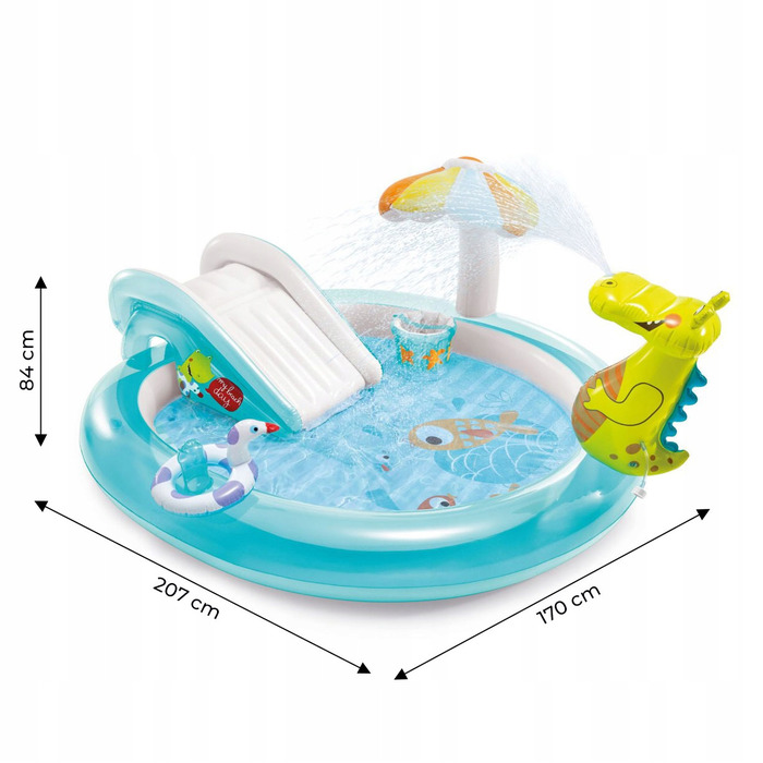 Поматеріальний водний ігровий центр Intex СЛОН (Смок) з фонтаном, 201x170x84 см