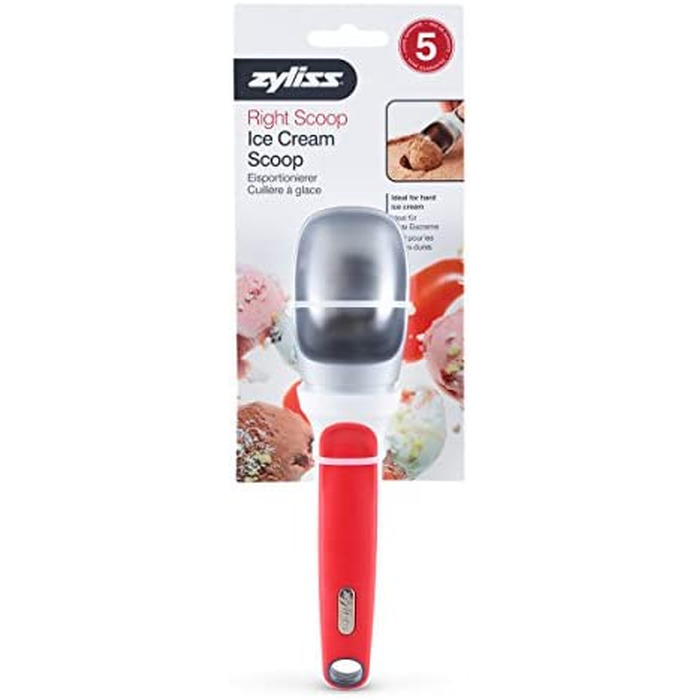 Ложка для морозива Zyliss E980128, 18.5 см, червона - для морозива, сорбету, пюре. Гарантія 5 років