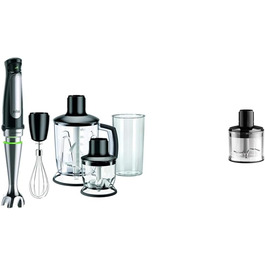 Блендер Braun MultiQuick 7 MQ 7045X, 1000 Вт, чорний + подрібнювач MQS 230 BK, 500 мл, EasyClick Plus, BPA-free, для MultiQuick 7/9
