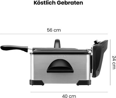 Фритюрниця Chefman 4,3 л з кошиком, XL, регульована температура, таймер, знімний масляний контейнер, нержавіюча сталь, для курки, картоплі фрі, морепродуктів