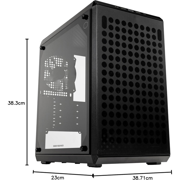 Корпус Cooler Master MasterBox Q300L V2 mATX Mini Tower з загартованим склом, 120 мм вентилятор, підтримка USB 3.2 Gen 2x2 Type-C, багатоваріантне охолодження