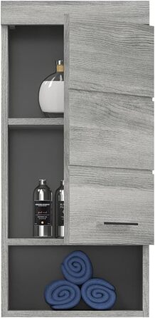Навісна шафа для ванної кімнати homes&jones Soul, 37x79x24 см, ДСП, колір димчасте срібло