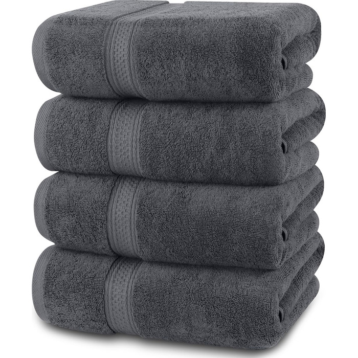 Набір рушників Utopia Towels 4 шт. сірі – преміум бавовна, швидкосохнучі, м'які, дуже поглинаючі, для щоденного використання