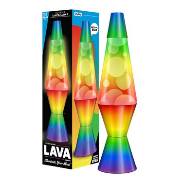 Лавова лампа LAVA® 2125 (36.8 см), жовтий віск, фіолетова рідина, срібляста основа та кришка, оригінальна декоративна лампа-нічник