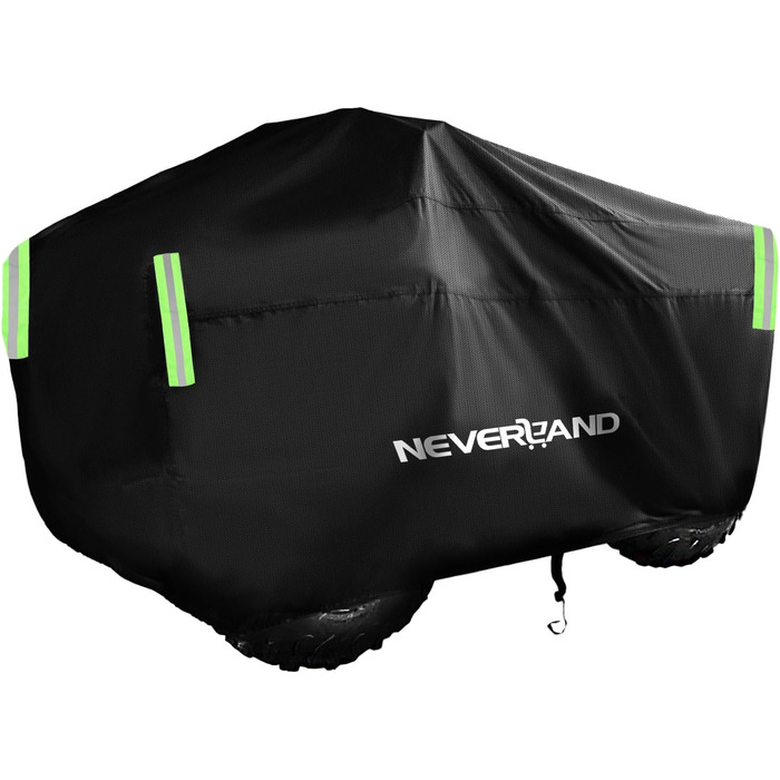 Водонепроникний чохол для квадроцикла NEVERLAND ATV XL (256x110x120 см), захисний покрив з тканини 210D Oxford, UV-захист та світловідбиваючими смугами, чорний