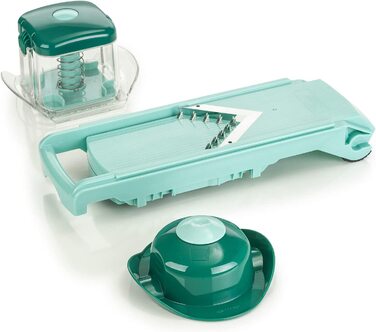 Овочерізка-мандоліна Genius Nicer Dicer Fusion з V-подібним лезом із нержавіючої сталі, набір для нарізки та шинкування, регульований слайсер для овочів, джулієн, огірків