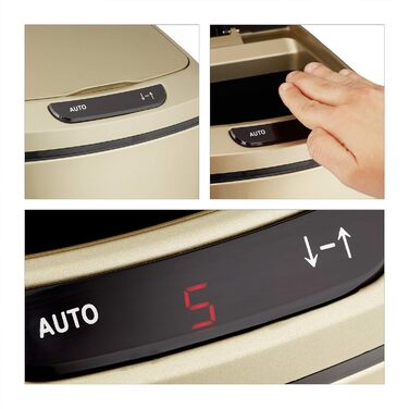 Автоматичний сенсорний смітник Relaxdays 12 л, з кришкою і внутрішнім відром, для кухні та ванної, прямокутний, золотий