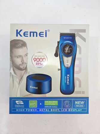 KEMEI 2242 Професійна машинка для стрижки волосся для чоловіків, електрична бездротова, з DLC лезами, турбо-мотор 5000-9000 об/хв, USB зарядка