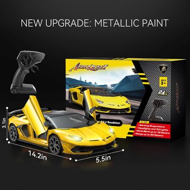 Радіокерований автомобіль Lamborghini 2.4GHz, офіційна ліцензія, жовтий колір - іграшка для хлопчиків та дівчаток, подарунок на день народження