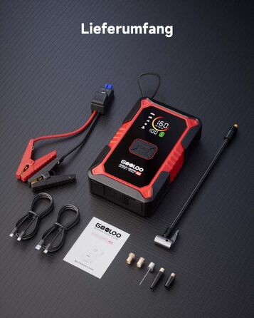 Пусковий пристрій GOOLOO A5 4000A з компресором 160 PSI та функцією Powerbank, червоний