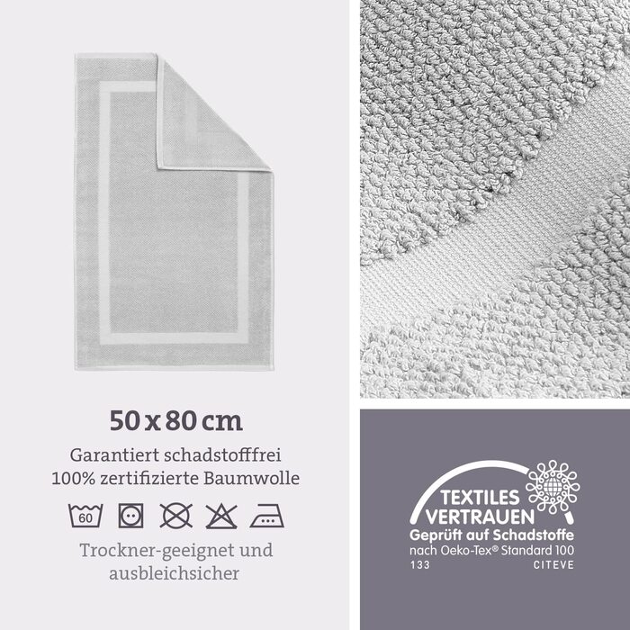 Килимок для ванної herzbach home, 100% бавовна, сріблясто-сірий, 50x80 см, 2 шт.