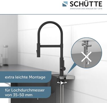 Змішувач кухонний SCHÜTTE Miami 79147 чорний матовий з висувним душем та гнучким шлангом
