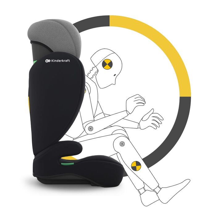 Дитяче автокрісло Kinderkraft I-SPARK 2 PRO (100-150 см), i-Size, 2 в 1, чорне/сіре