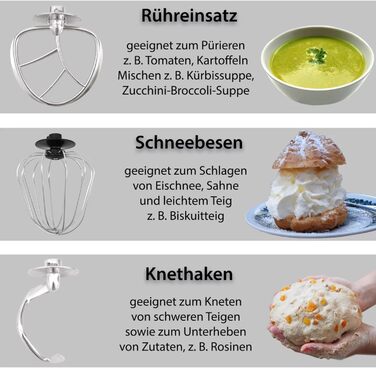 Кухонна машина Syntrox Germany Glumya 7 л, м'ясорубка, 1300 Вт, нержавіюча сталь, аксесуари для тіста й кремів, LED-дисплей, таймер, чорна