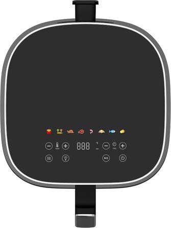 Аерофритюрниця aeco TOUCH 5,7 л з підсвіченим оглядовим вікном 270°, цифровим сенсорним дисплеєм, 1700 Вт, регулювання температури 80–200°C, 8 програм, з рецептурником