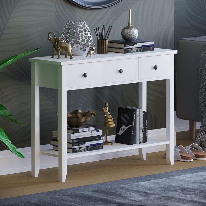 Консольний стіл Vida Designs Windsor, 3 шухляди, білий, дерев'яний