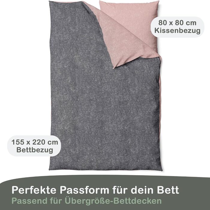 Комплект постільної білизни LINKHOFF Biber (фланель), 155x220 + 80x80 см, 2 предмети, колір Меланж Рожевий/Антрацит