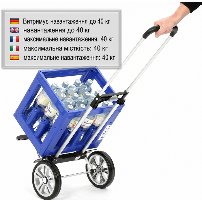Візок для покупок ANDERSEN Alu Star Shopper Tamo, антрацит, 51 л, з рефлектором, термоізоляцією, алюмінієвий, регульована висота, знімні колеса