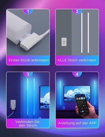 Настінні LED-світильники Govee Glide RGBIC, розумні світлодіодні панелі з підтримкою Alexa та Google Assistant, багатокольорові світлодіодні лінійки для геймінгу та стрімінгу, комплект 6 шт.