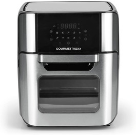 Електрична аерофритюрниця GOURMETmaxx 12 л, нержавіюча сталь, XXL, 1800 Вт, з таймером, сенсорним дисплеєм, 10 програм, для здорового приготування, чорна