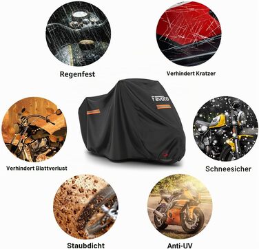 Водонепроникний чохол для мотоцикла Favoto Outdoor XXL, захисний пилозахисний тент від негоди з відбивачами, чорний, 245x102x122см