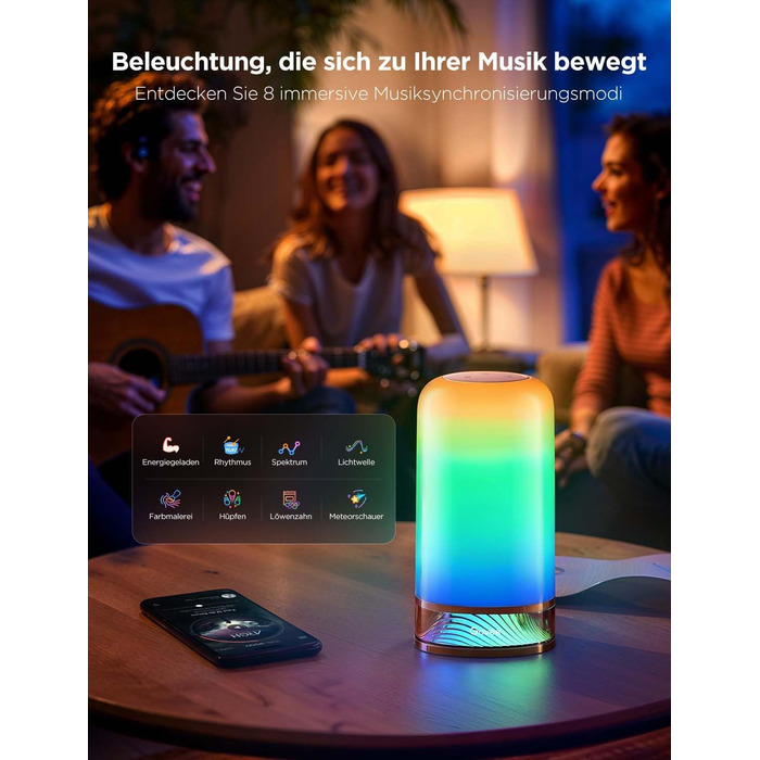 Govee LED-лампа настільна, торшер з торканням, RGBICWW, керування Alexa, 64 режими, 500 люмен, Matter, 2700-6500K, для вітальні та спальні