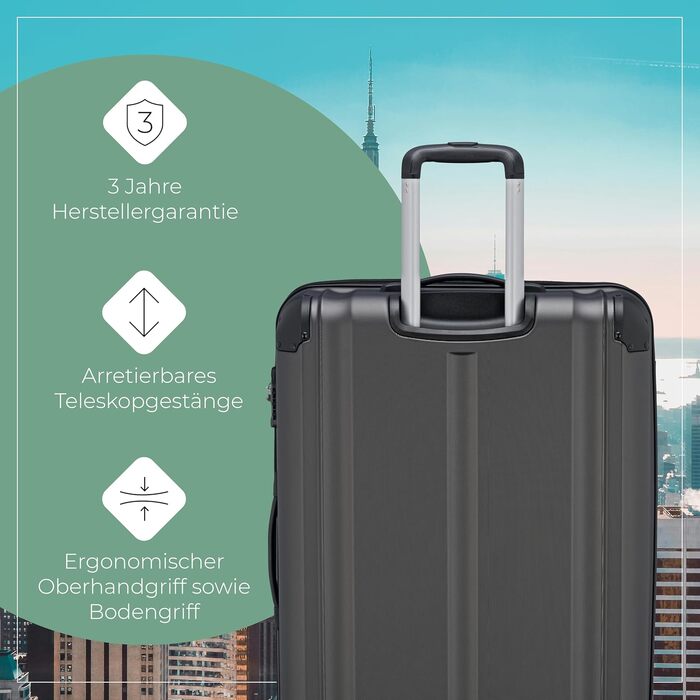 Валіза Travelite City L, 77 см, розширювана, об'єм 113-124 л, колір антрацит (сірий)