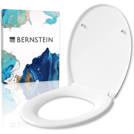 Овальна кришка для унітазу BERNSTEIN U2004 з мікроліфтом, знімна WC-сидіння з дюропласту, Soft-Close, біла, стандартна, кріплення з нержавіючої сталі