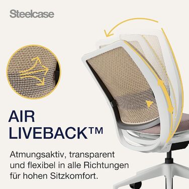 Офісний крісло Steelcase Series 2 з підтримкою спини LiveBack, 4D підлокітники, регульована підголовник, колір Трюфель, сучасний дизайн