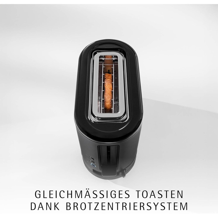 Тостер WMF Küchenminis для 1 тосту XXL, з підставкою для булочок, розморожування, 7 рівнів підсмажування, 600 Вт, нержавіюча сталь, чорний матовий