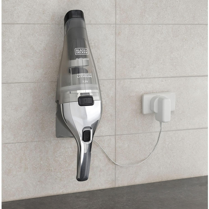 Ручний пилосос BLACK+DECKER Dustbuster 7.2V, акумуляторний, EasyGrip, хром/титан, 385 мл