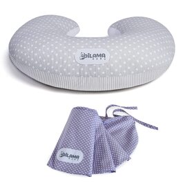 Подушка для годування Dilamababy Klein з 2 наволочками, 100% бавовна Ökotex - комфортна, гіпоалергенна подушка для годування, антиалергенний наповнювач з волокон