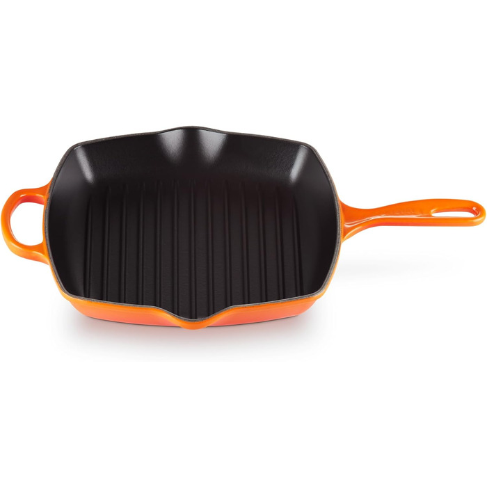 Сковорода-гриль LE CREUSET Signature з чавуну, квадратна, 26 см, для всіх типів плит (включно з індукційними), 2,86 кг, колір: рудо-червоний (Flint)